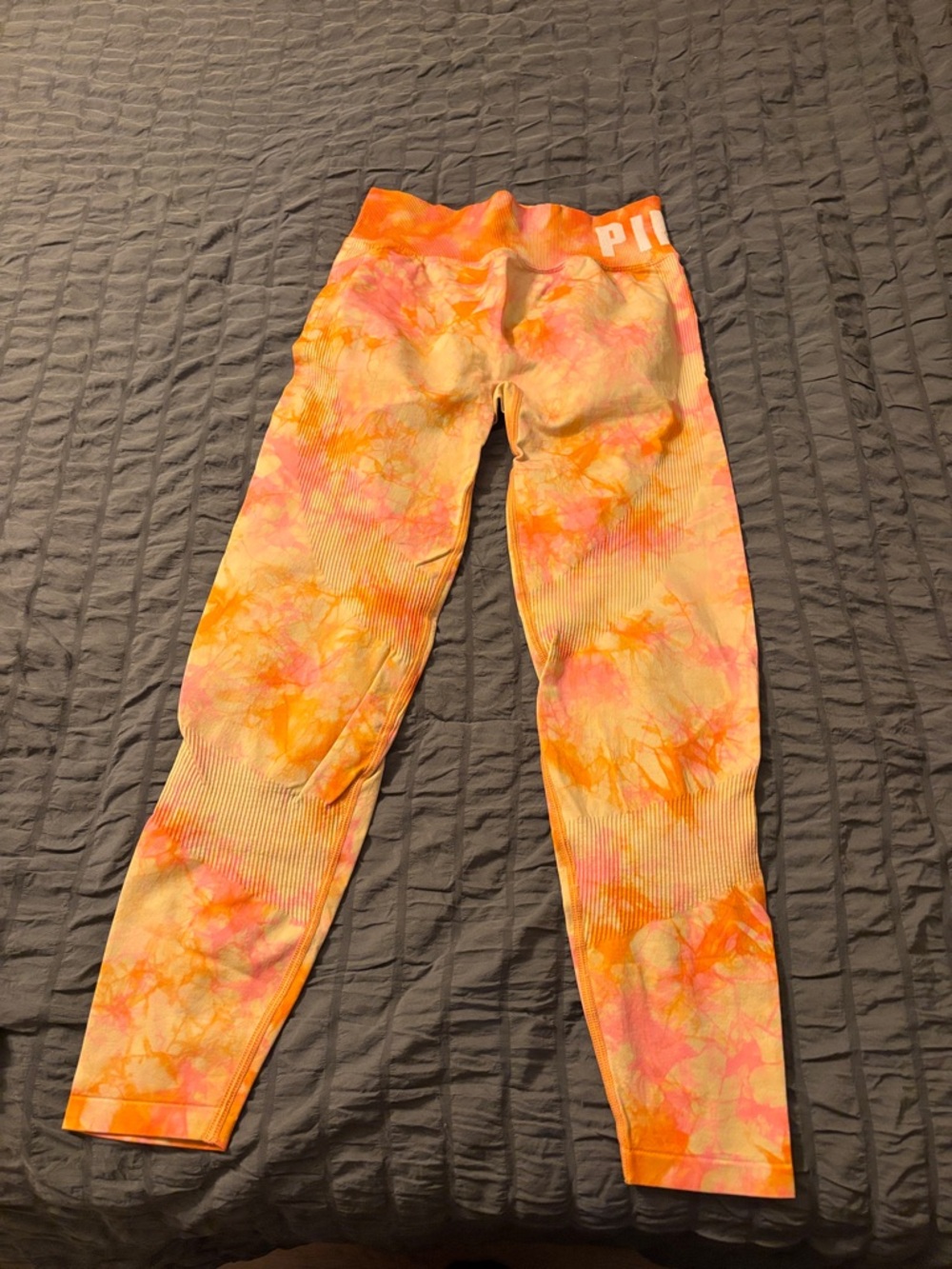 PINK Victoria's Secret Kids Tie-Dye Leggings in Orange & Pink
